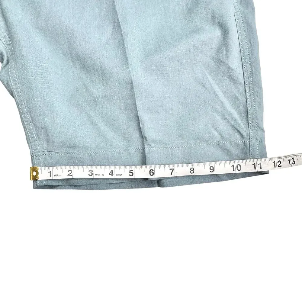 Faherty | Men | Malibu Teal Linen Cotton Blend Flat Front Chino Shorts | Size 40